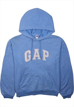 Vintage 90's Gap Hoodie Spellout Pullover Blue Medium