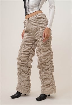 y2k Extreme Ruched Parachute Drawstring Trousers