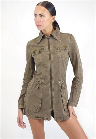 VINTAGE Y2K MINI CARGO SHIRT DRESS