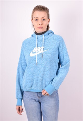 NIKE WOMENS VINTAGE HOODIE JUMPER XL BLUE 90S