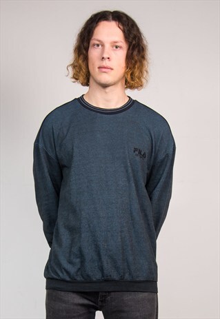 90'S VINTAGE DARK BLUE FILA SWEATSHIRT JUMPER
