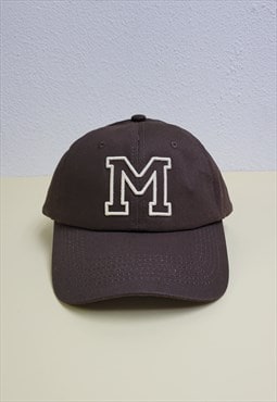 Letter M Brown Vintage Cotton Adjustable Baseball Cap