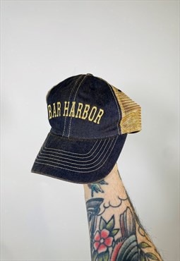 Vintage 90s USA Bar Harbour Embroidered Trucker Hat Cap