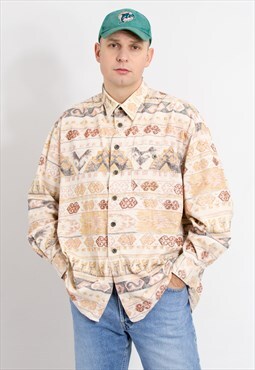 Vintage 90s corduroy shirt in aztec pattern