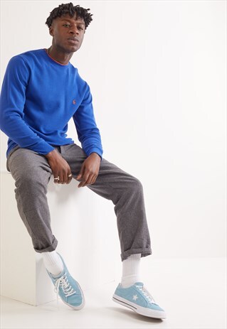 VINTAGE RALPH LAUREN LONG SLEEVE TOP BLUE