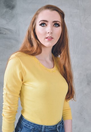 VINTAGE BODYSUIT TOP IN YELLOW 90S