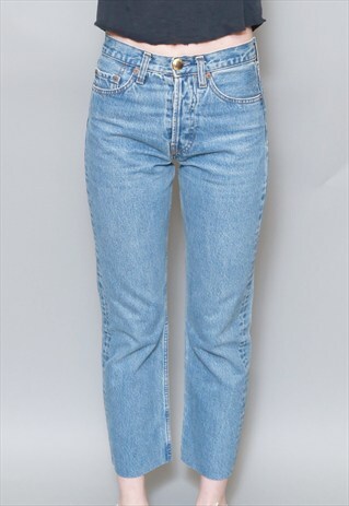 VINTAGE 1990'S MID BLUE WASH CUT OFF LEVI'S JEANS