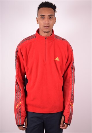 ADIDAS MENS VINTAGE FLEECE JUMPER XL RED 90S