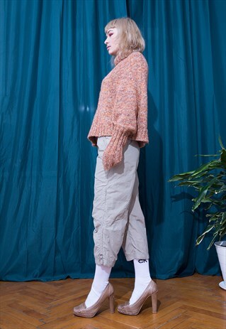 CREAM HIGH WAISTED MIDI TROUSERS