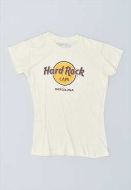 Vintage 90's Hard Rock Cafe Barcelona T-Shirt Top Off White