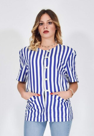LAURA BIAGIOTTI SHIRT AND CASUAL BLOUSES WHITE AND BLUE