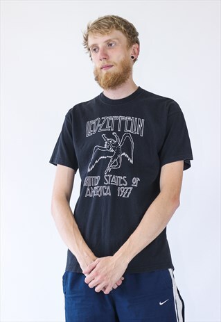 2000 VINTAGE MENS LED ZEPPELIN 1977 USA TOUR BAND T-SHIRT