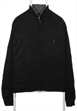 Nautica 90's Full Zip Up Knitted Jumper Medium Black
