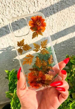 Pressed Flowers and Leaves Clear Cover/ iPhone 12 Pro Max