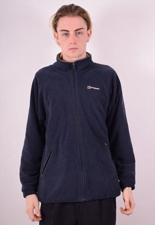 BERGHAUS MENS VINTAGE FLEECE JACKET SMALL NAVY BLUE 90S