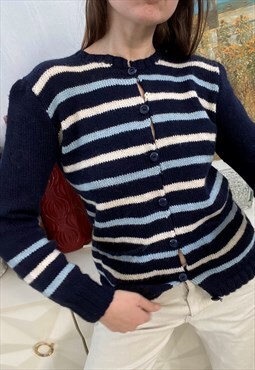 Vintage 50s Mod striped handmade knit jumper sweater cardi