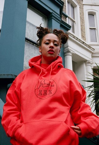 HEAVYWEIGHT ORANGE HOODIE WITH ADULTS ONLY PRINT