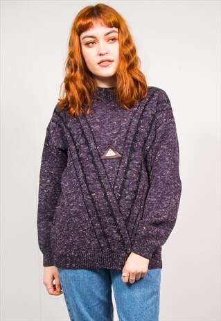 VINTAGE 90'S PURPLE KNIT PATCH JUMPER