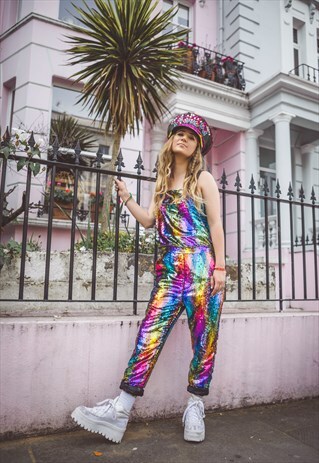 RAINBOW REVERSIBLE SEQUIN DUNGAREES