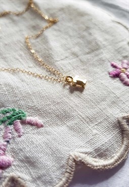 Tiny 'T' Gold Vermeil Initial Charm Necklace with Gift Pouch