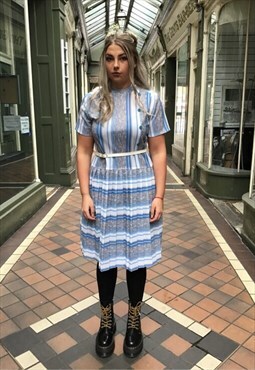 vintage 60s stripe pleat skirt easy wear dress