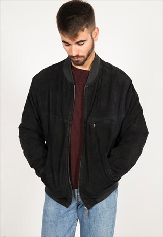 VINTAGE 80S WINTER BOMBER SUEDE JACKET / R0073