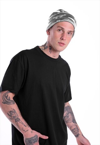 ESSENTIAL CAMOUFLAGE CUFF BEANIE HAT - HEATHER SILVER GREY