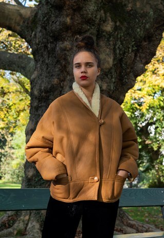 VINTAGE SHEEPSKIN SHEARLING LEATHER PARKA COAT