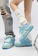 CHUNKY SOLE TRAINERS RETRO PATCH HIGH TOPS SKATE SHOES BLUE