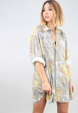 VINTAGE OVERSIZED LONG SLEEVE PATTERNED SHIRT