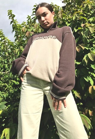 90'S RETRO BROWN ZIP-UP SWEATSHIRT