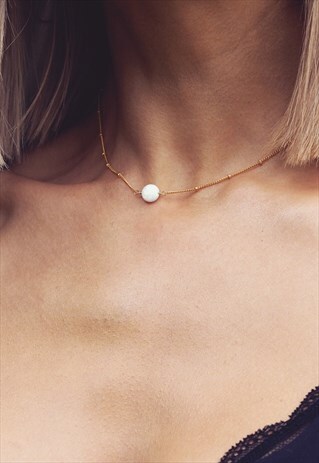 WHITE OPAL GOLD FILLED NECKLACE - LENA