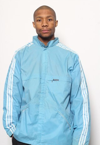 VINTAGE ADIDAS TRACK WATERPROOF JACKET BLUE