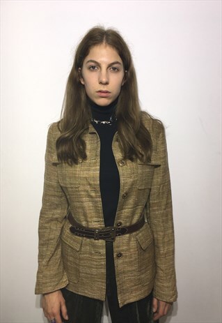 VINTAGE 90' OLDSCHOOL UNIQUE BROWN CASUAL JACKET WITH BELT
