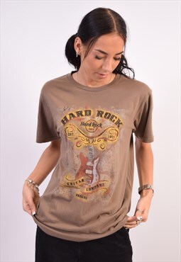 Vintage Hard Rock Cafe Prague T-Shirt Top Khaki