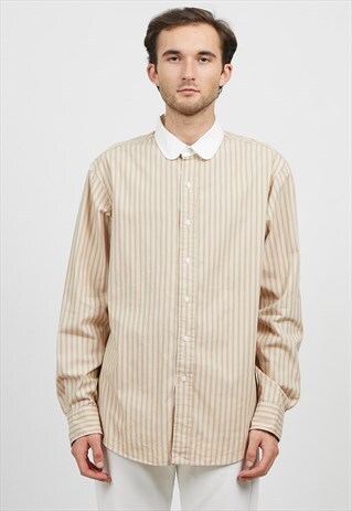 VINTAGE BROWN POLO RALPH LAUREN LONG SLEEVE STRIPED SHIRT