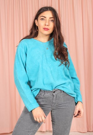 VINTAGE 90S FLEECE SWEATSHIRT IN BLUE
