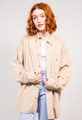 90'S VINTAGE BEIGE CORD SHIRT