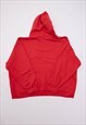 VINTAGE 90S RED BOXY FIT SPELLOUT PULLOVER UNISEX HOODIE XL