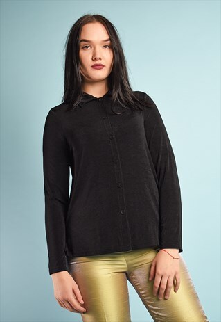 Y2K RETRO MINIMALIST SHIMMERING LYCRA SHIRT TOP