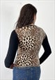 VINTAGE Y2K STUDS TIGER STRETCHY LONG SLEEVED TOP 