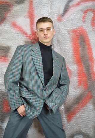 VINTAGE MULTICOLOUR CHECKERED CLASSIC SUIT BLAZER