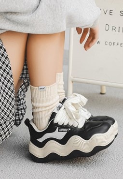 Chunky sneakers retro platform shoes zigzag skate trainers
