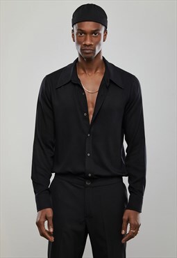 Black Long Fit Sleeve Shirt - Belmando Fabric