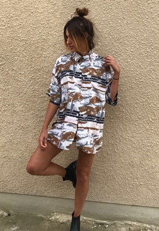 PATTERNED OVERSIZED RETRO VINTAGE UNISEX FESTIVAL SHIRT
