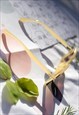 CREAM FRONT LENS RECTANGLE THICK FRAME SUNGLASSES 
