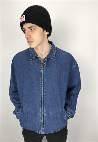 90S VINTAGE POLO RALPH LAUREN DENIM HARRINGTON JACKET