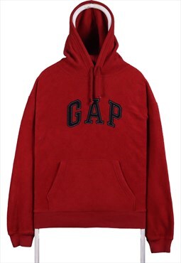 Vintage 90's Gap Hoodie Spellout Logo Fleece Pullover Red