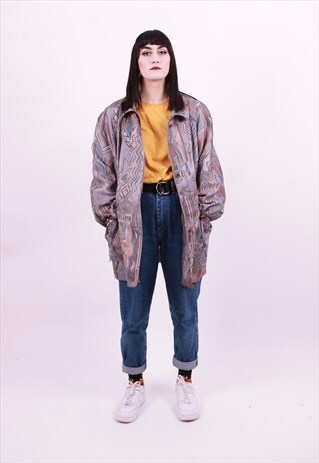 VINTAGE 80'S CRAZY PATTERN LIGHT WEIGHT PARKER JACKET MEDIUM