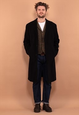 Vintage 00's Men Wool Blend Coat in Black